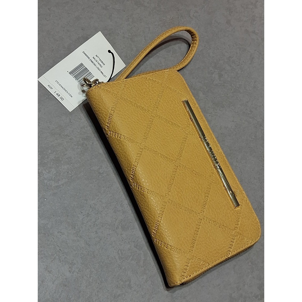 STEVE MADDEN WALLET WRISTLET Mustard Diamond Emboss Logo